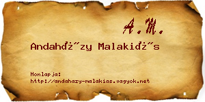 Andaházy Malakiás névjegykártya